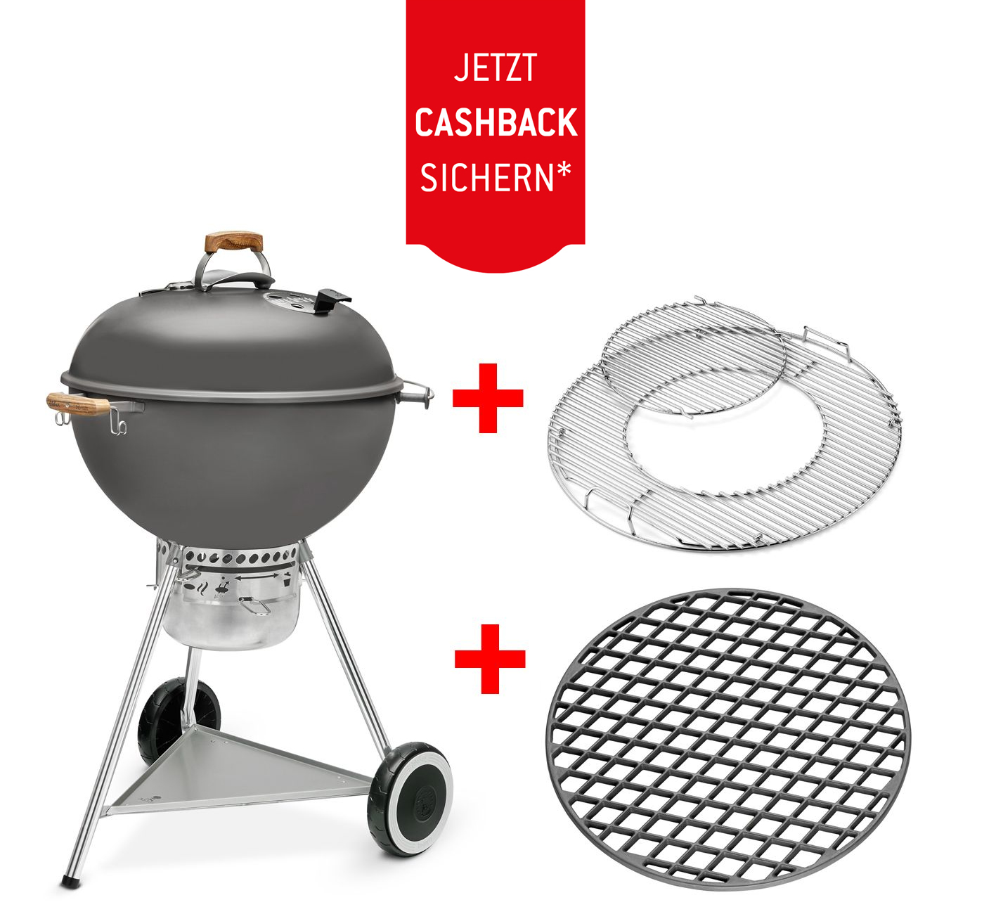 Weber 70th Anniversary Edition Kettle, 57 cm, Metallic Grey inkl. Edelstahlrost & Gusseisenrost, Ausstellungsstück