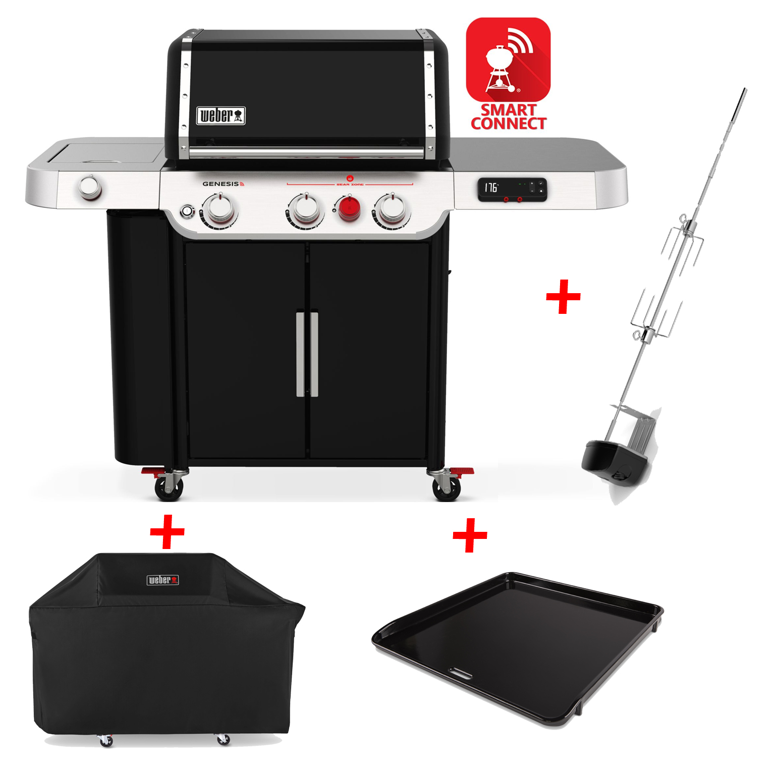 Weber Genesis EX 335 inkl. Haube, Plancha & Drehspieß