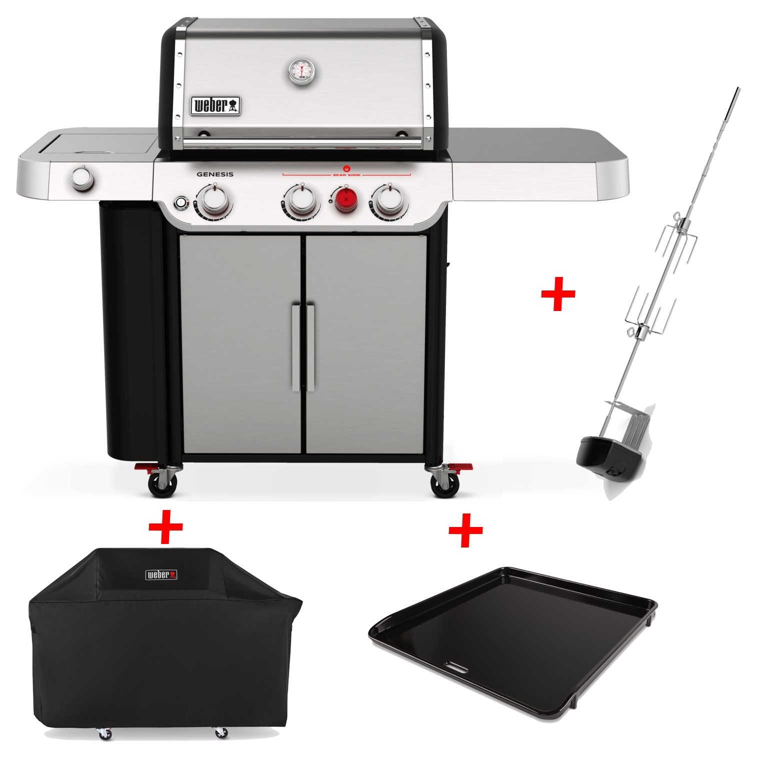 Weber Genesis S 335 Gasgrill inkl. Haube, Plancha & Drehspieß