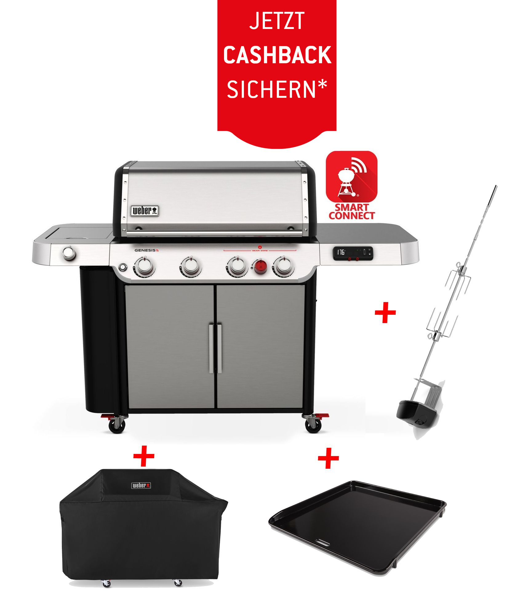 Weber Genesis SX 435 Gasgrill inkl. Haube, Plancha & Drehspieß