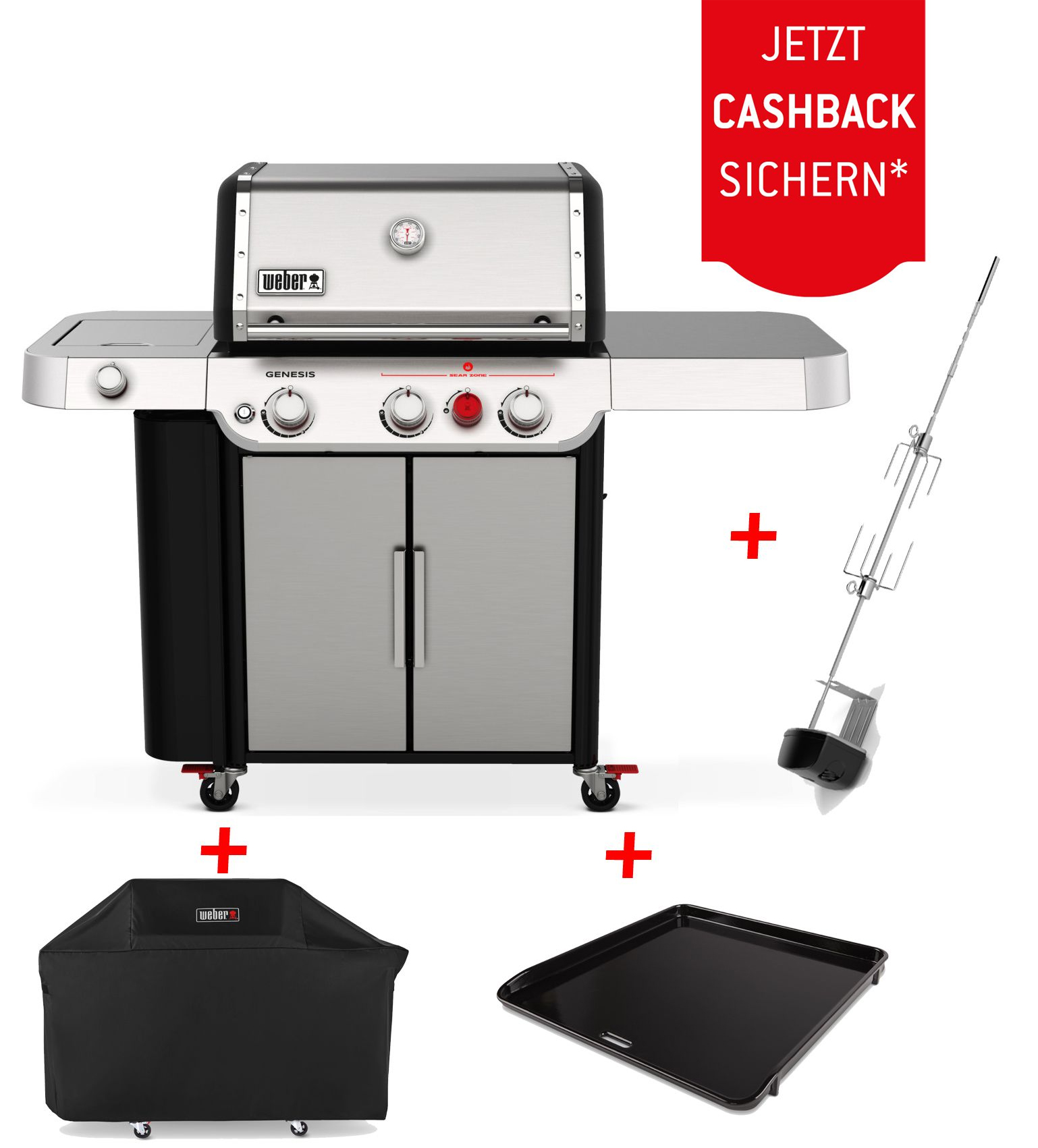 Weber Genesis S 335 Gasgrill inkl. Haube, SmartHub, Plancha & Drehspieß