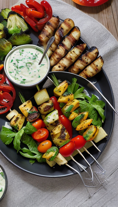 Gegrillte Gemüse-Spieße mit Kräuter-Dip | Gasgrill München
