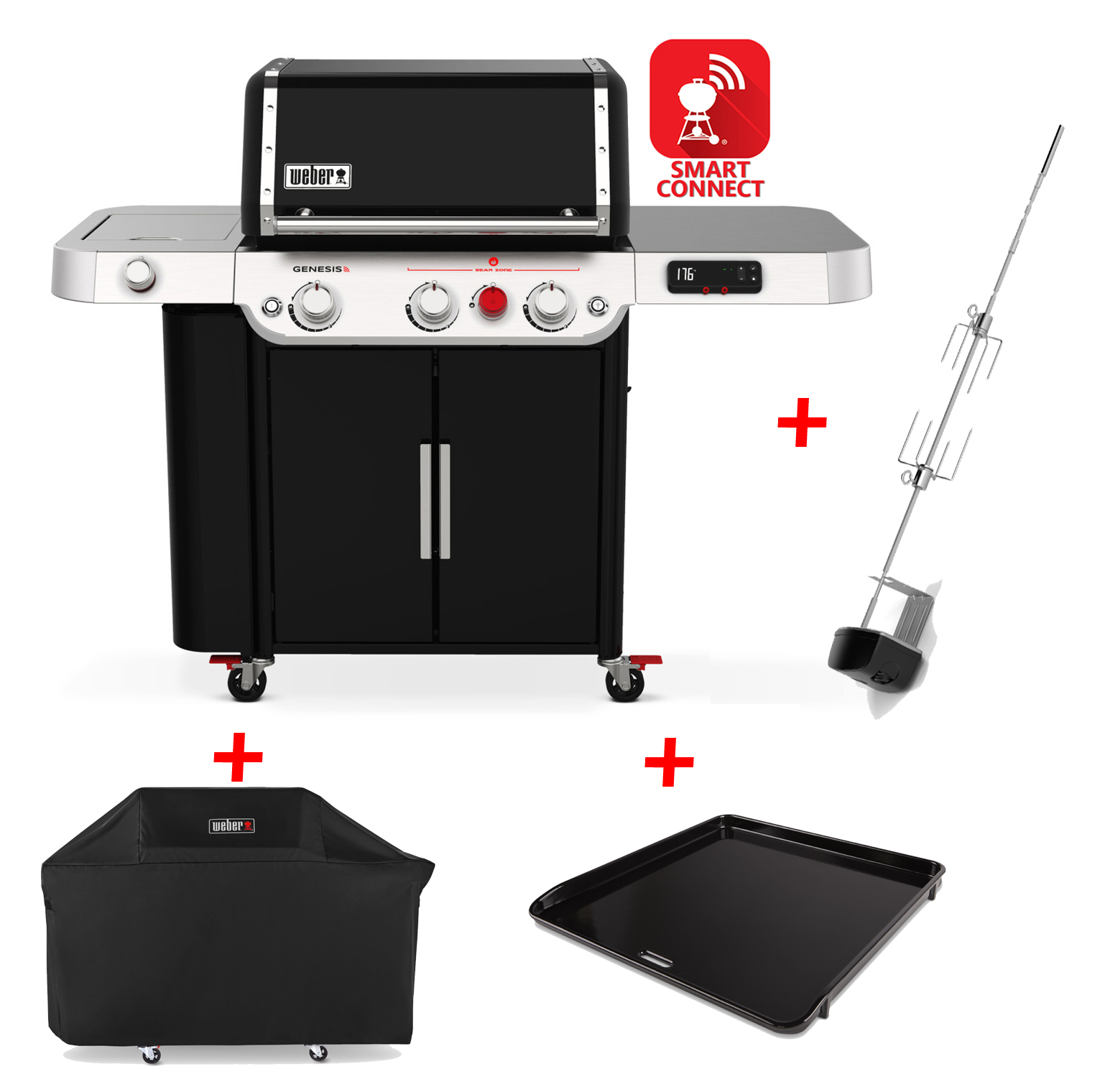 Weber Genesis EPX 335 Gasgrill inkl. Haube, Plancha & Drehspieß