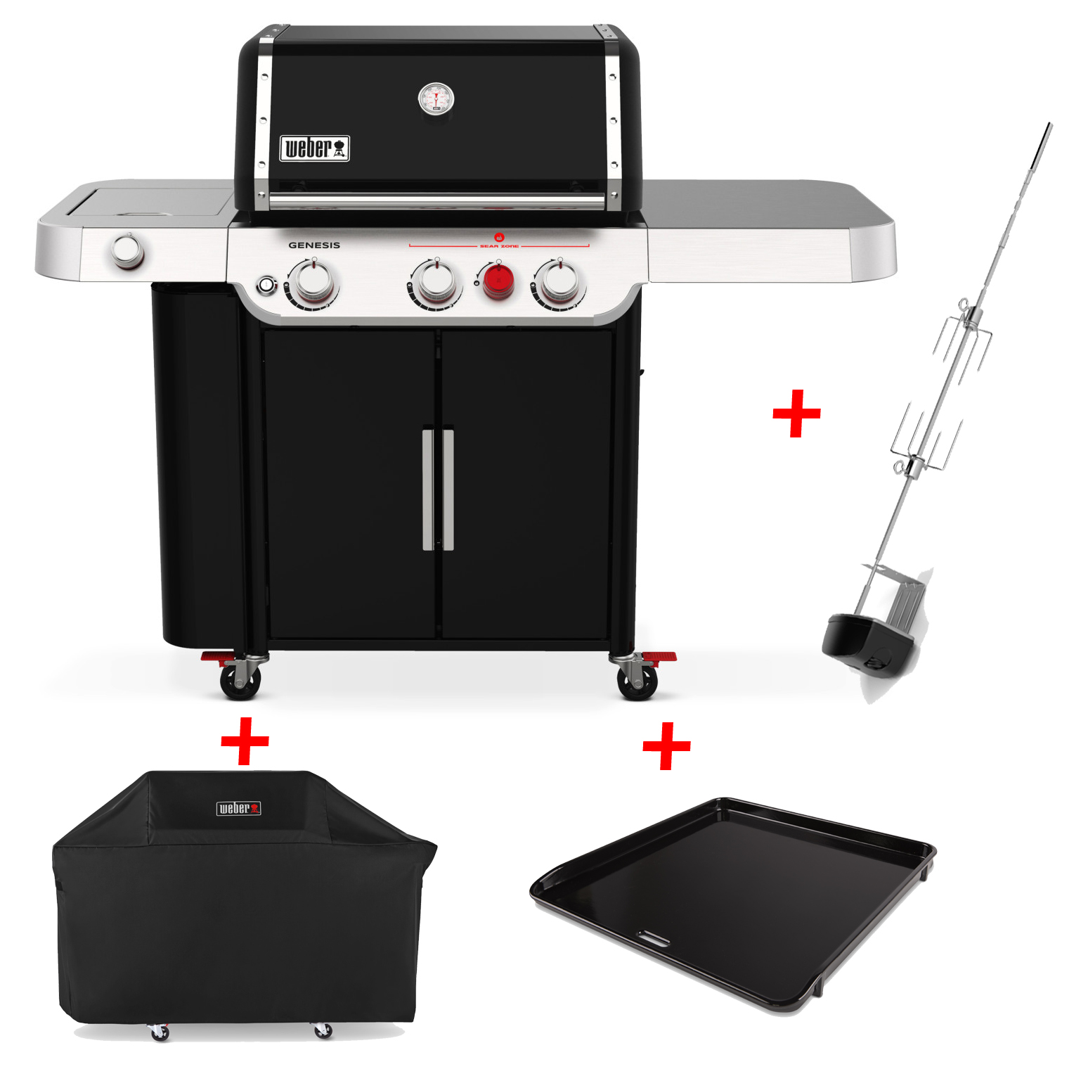 Weber Genesis E 335 inkl. Haube, Plancha & Drehspieß